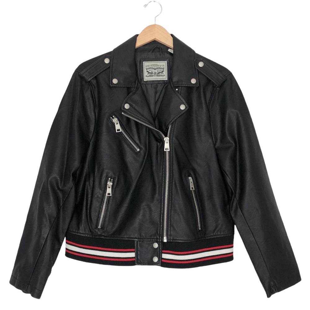 Levi's Black Faux Leather Moto Bomber Jacket
